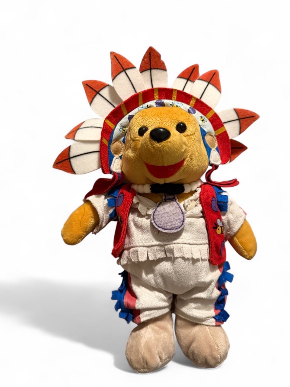 VTG Disneyland Resort 2004 Thanksgiving Winnie The Pooh Native Indian Plush 8"